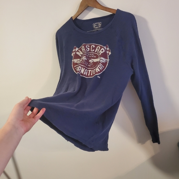 Lucky brand Nascar International long sleeve thermal tee size XL blue red - Picture 7 of 13